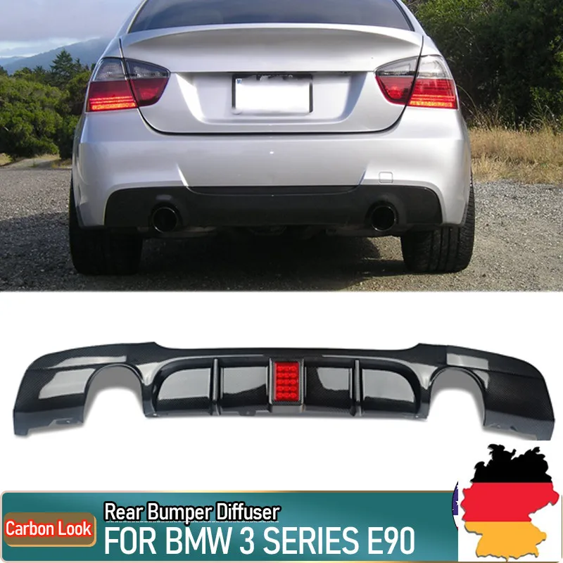 

MagicKit CARBON FIBER LOOK FOR BMW 3 SERIES E90 E91 335i M SPORT REAR DIFFUSER W/ LED 2005-2012