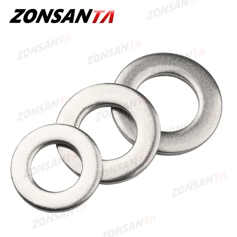 Stainless Steel Washers ZONSANTA Flat Washer M2-M16 304 Stainless Steel