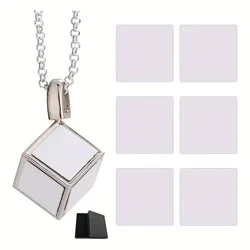 Personalized Custom Photo Pendant Necklace for Men - Unique Hip Hop Gift (Silvery gift box)