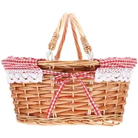Rattan Picnic Basket Backpack with Stuffed Animal Tote Bag Table Wicker Lid Cooler Child Blanket Beach 1
