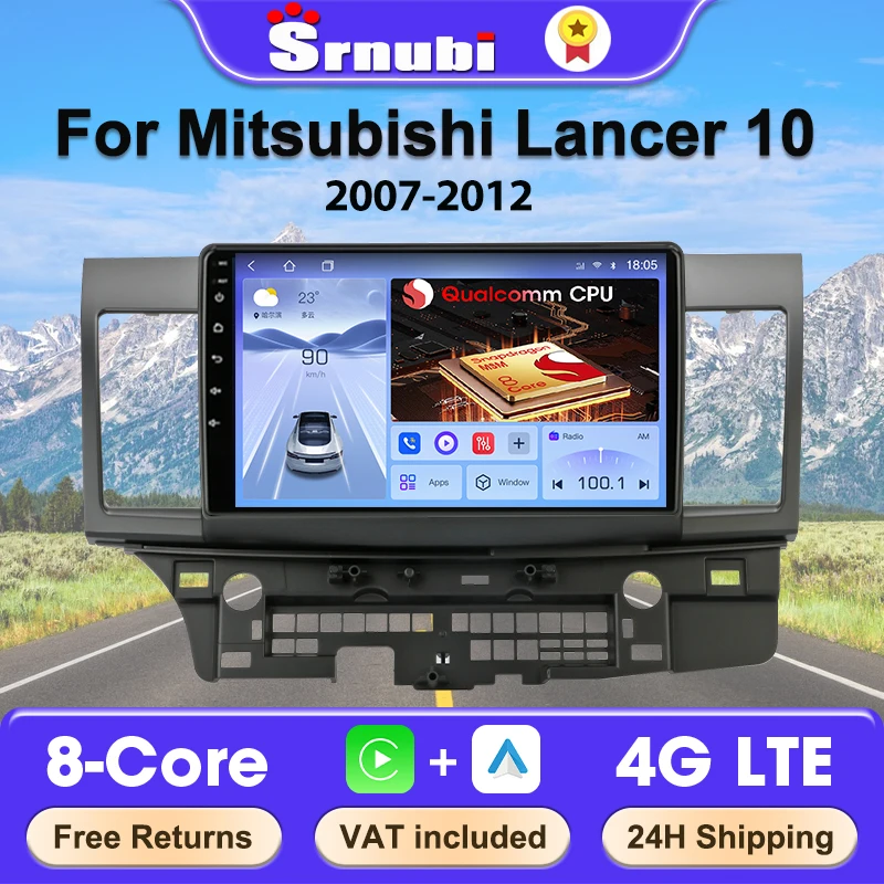 Srnubi Car Radio For Mitsubishi Lancer 10 CY 2007-2012 Multimedia Video Player Carplay Qualcomm 8 Core Android Navigation