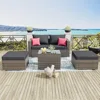 Outdoor Patio Sectional Furniture Set with Ottomans, Wicker Patio Furniture Conversation Sets Sofa for Backyard Garden 1