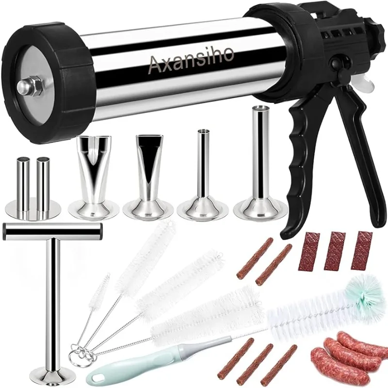 

Upgraded 1.57LB Large Capacity Stainless Steel Sausage Stuffer Machine Beef Sausage Maker Jerky Shooter Jerky Gun Kit