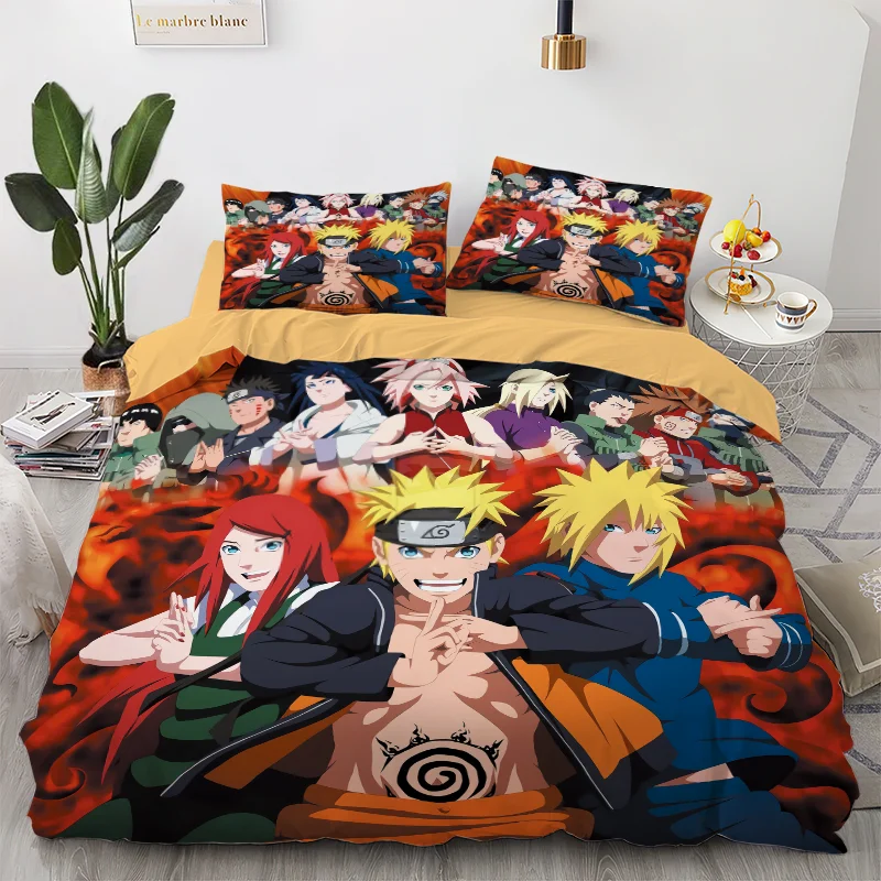 

Naruto anime four-piece set children's college student bed four-piece set personality cartoon picture bed sheet three-piece set