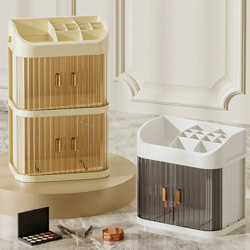 Dust-proof Makeup Organizer Luxury Lipstick Storage Double Door Make Up Multi-storey Transparent Cosmetic Bathroom Organization 5