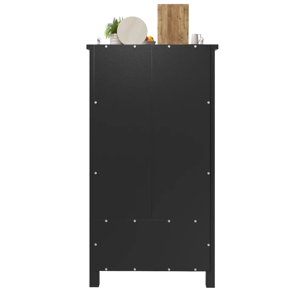 80x40x140cm Küchenschrank, Mehrzweck-Buffet, Snack-Schrank, Aufbewahrungsmöbel mit zwei Türen und fünf Schubladen, Schwarz/Weiß – Detail 37