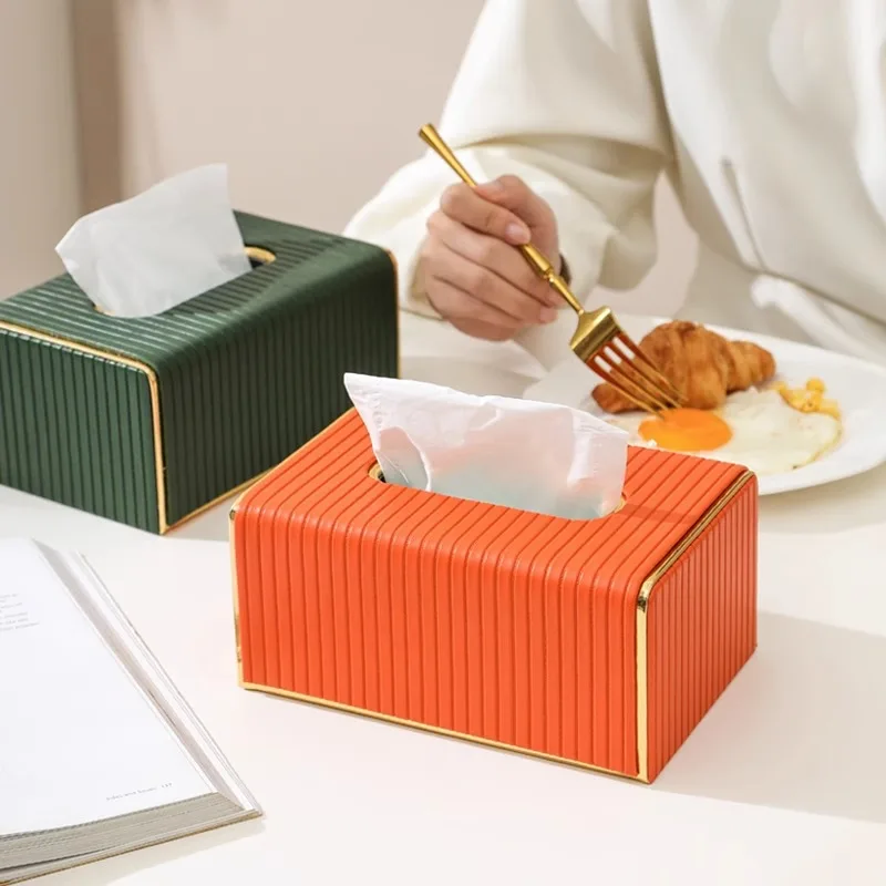 Decorative tissue box，high appearance level light luxury leather tissue box used in hotels, living rooms, office, princess room 4