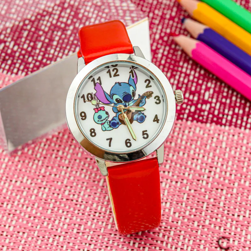 Disney Anime Stitch Watch Cartoon Figures Children Watch Kawaii Stitch  Leather Quartz Wristband Toys Birthday Gifts For Kids - AliExpress