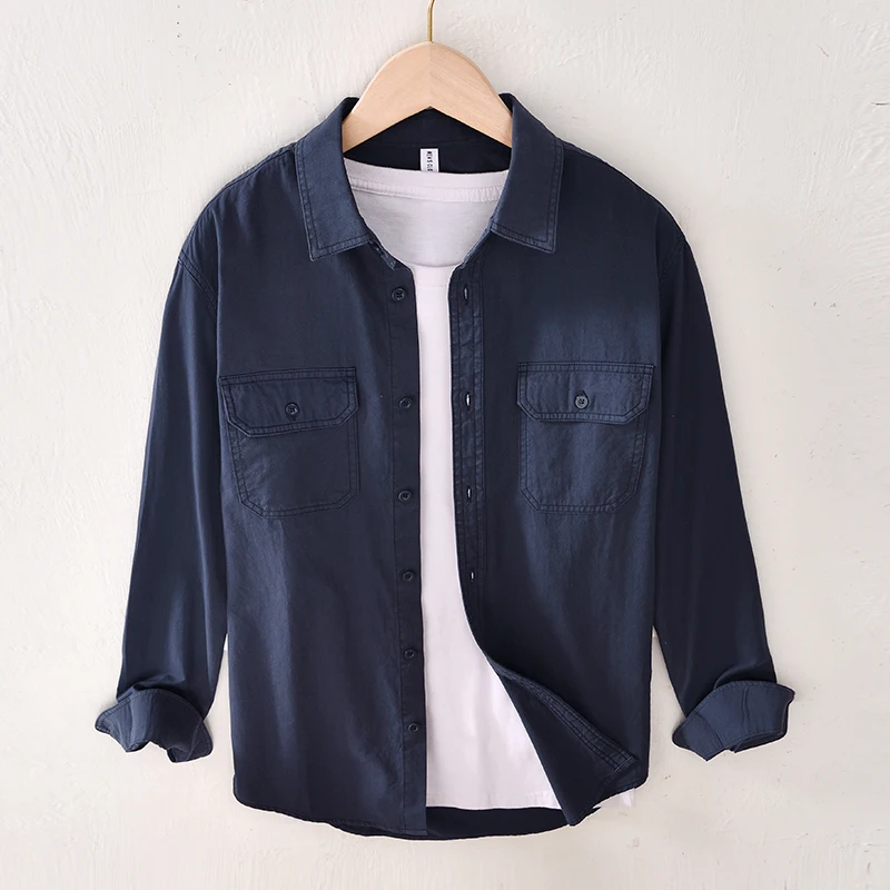 

White Shirt for Men Autumn Winter New Pure Cotton Long Sleeve Turn-down Collar Shirts Male Solid Regular Clothing