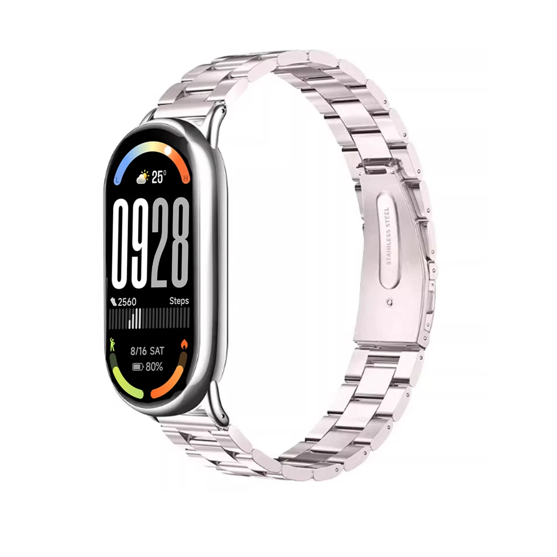 Elegant Three-Bead Stainless Steel Wristband Replacement Strap