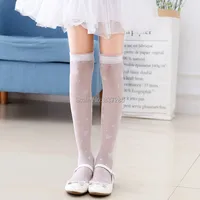 princess girls Summer White Student school stockings Kids over Knee High Ultra thin transparent baby Cat Butterfly long Socks 6