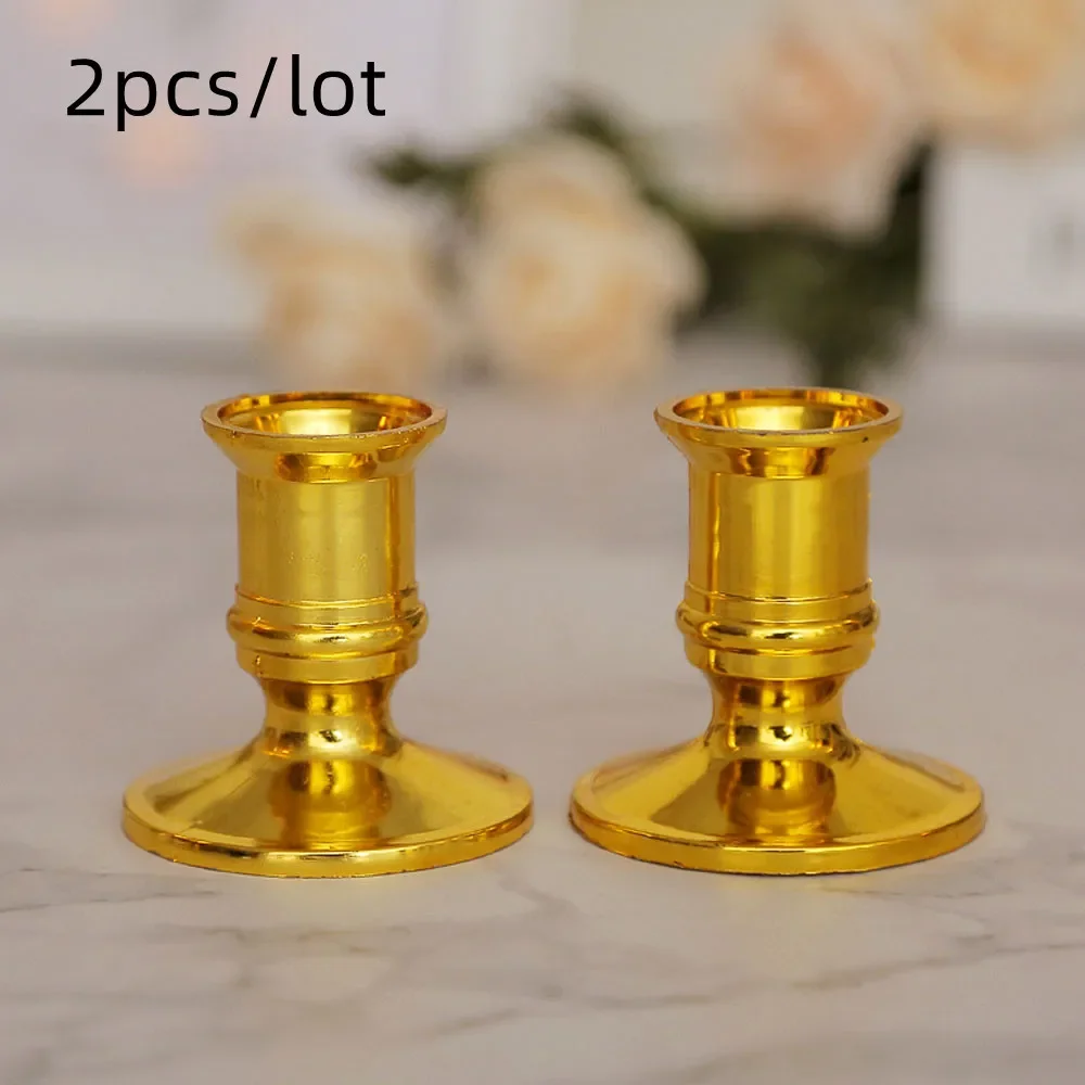 Party Wedding Home Pillar Candlestick Holder Plastic Fake Christmas Gold Candles Base Tapers