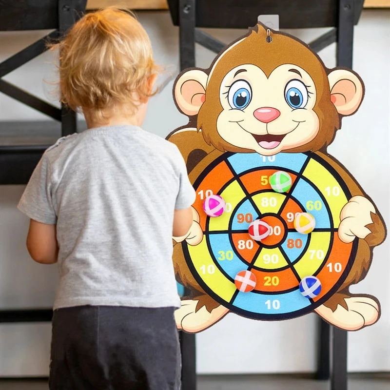 Montessori Throw Sport Slingshot Target Sticky Ball Dartboard Games Educational for Kids Indoor Sports Toy Sticky Ball Slingshot 2