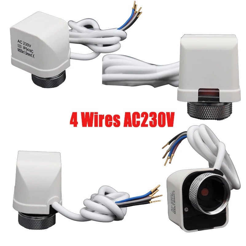 4-wireAC230/DC24V ปกติปิด NC M30 * 1.5 มม.ตัวกระตุ้นความร้อนไฟฟ้า,ใช้สําหรับควบคุมการไหลเวียนของความร้อนใต้พื้น 1