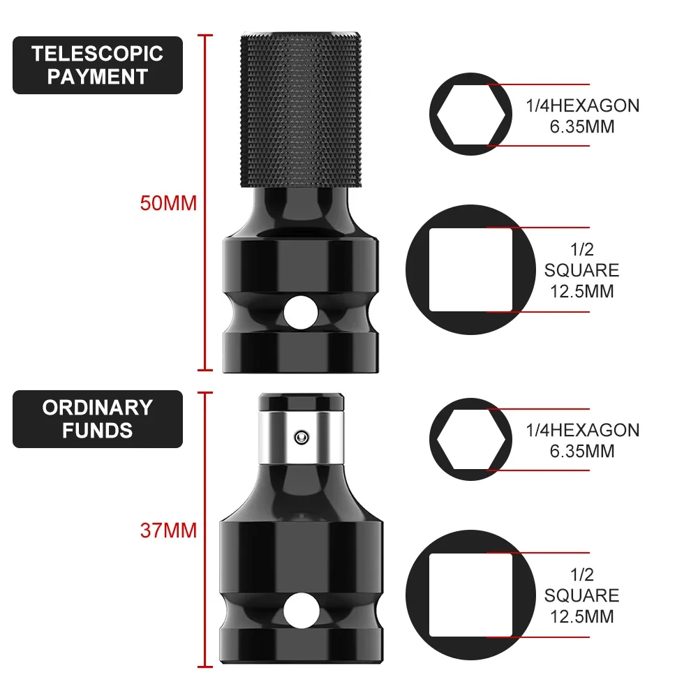 Socket Adapter Universal Wrench Adapter 1/2 Inch Square to 1/4 Inch Hex Ratchet Socket Converter 2025