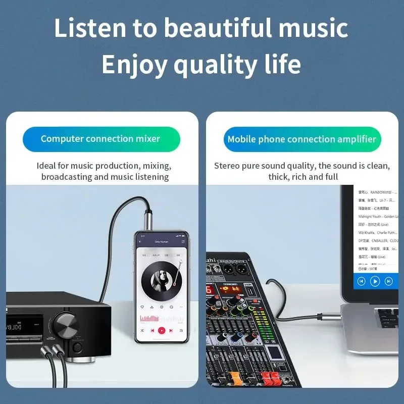 Enhanced Audio Adapter Cable: Premium 3.5mm to 6.5mm Dual Splitter for Amplifiers & Speakers