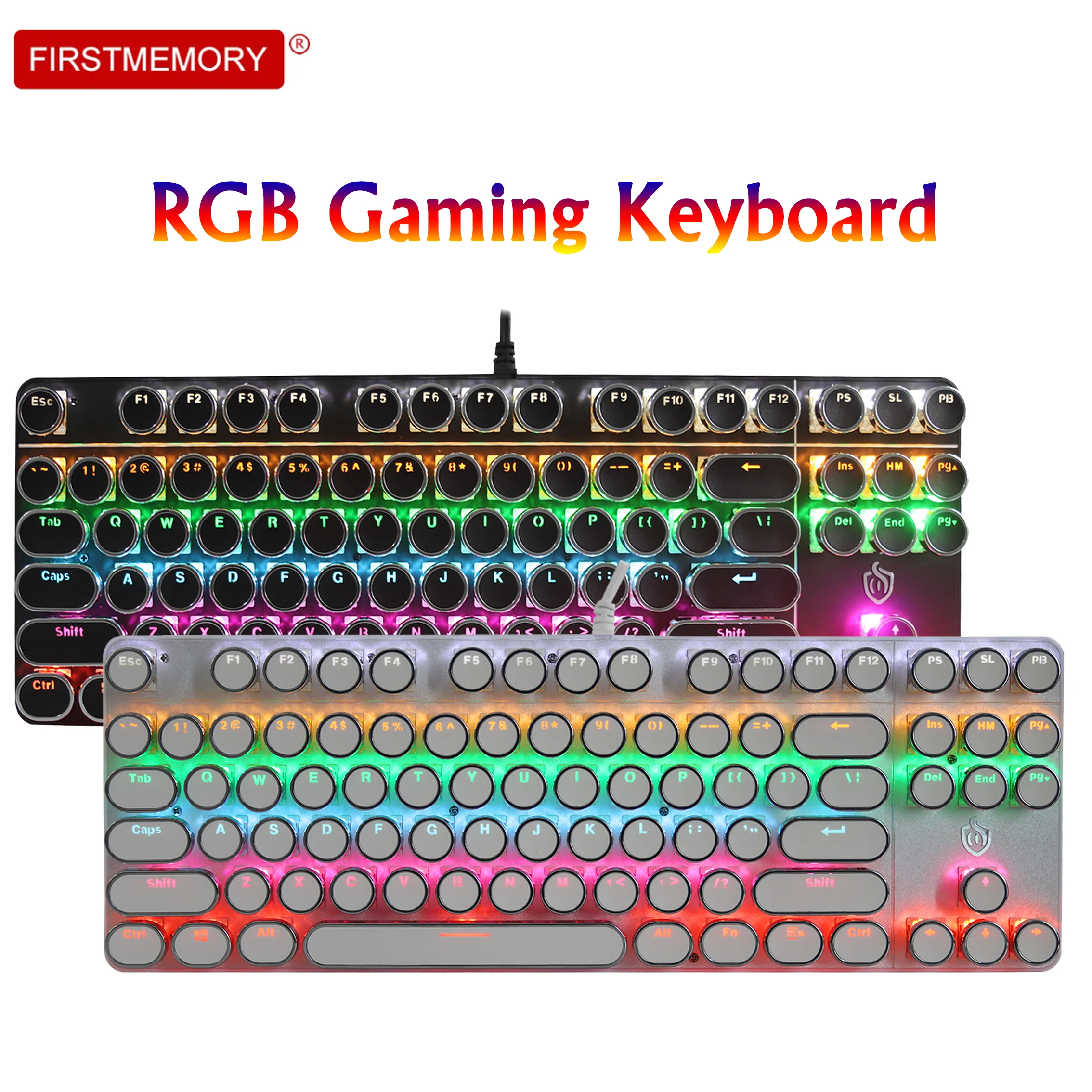 

New Compact Mechanical Keyboard RGB Gamer Ergonomic Keyboard 87 Keycaps USB Backlit Wired Gaming Keyboard For Desktop Computer