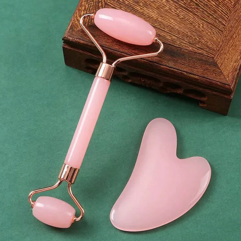 Dual Facial Contouring and Lifting Massage Kit with Ice Roller & Gua Sha Board