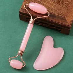 Dual Facial Contouring and Lifting Massage Kit with Ice Roller & Gua Sha Board (Pink 2pcs)