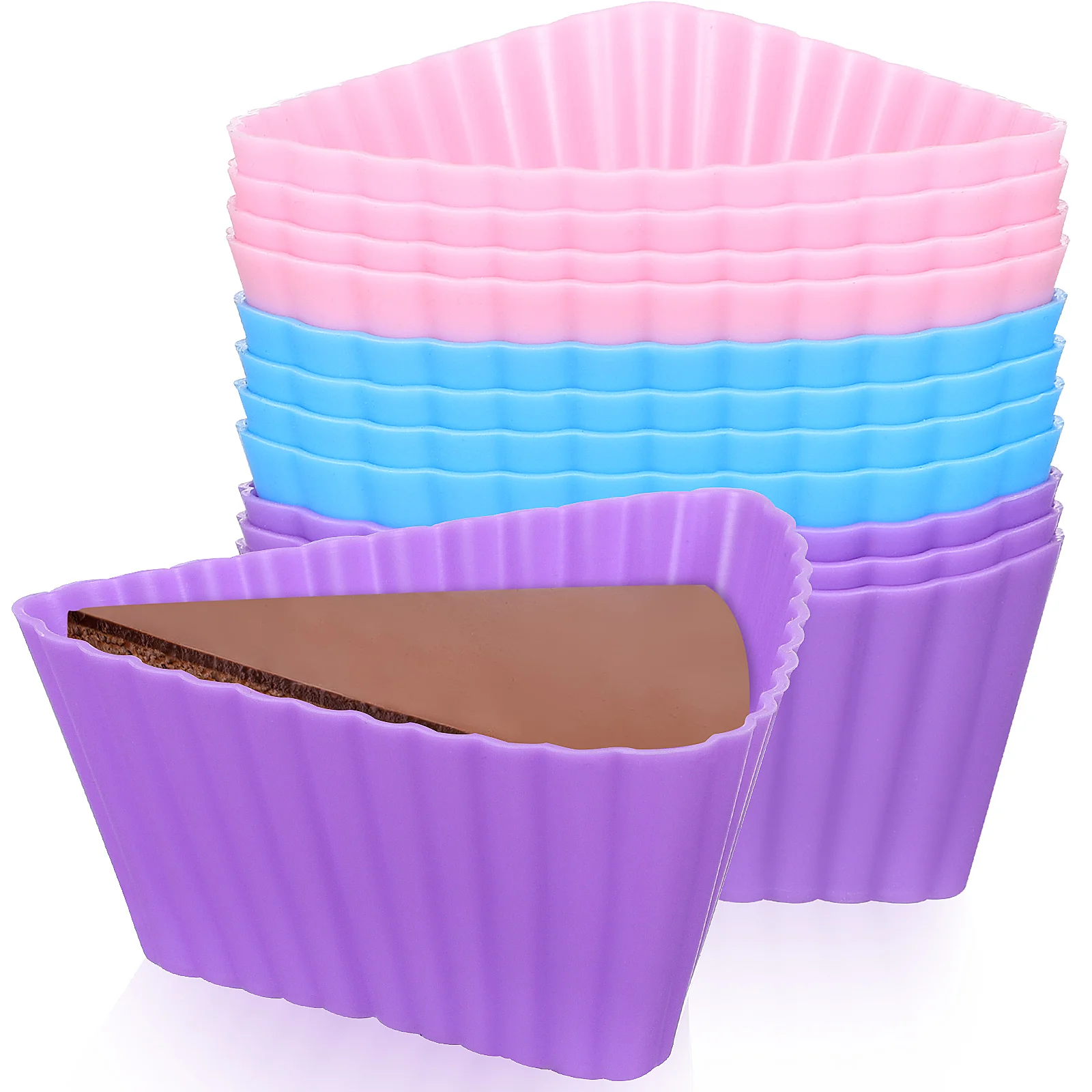 

12Pcs Reusable Silicone Triangle Baking Cups Cupcake Baking Cups Silicone Baking Panss Non-Stick Muffin Cupcake Liners Holders