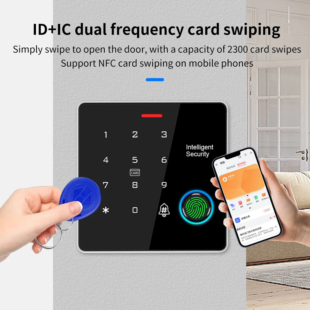 Standalone Security Access Control System Rfid Dual Frequancy 125Khz+13.56Mhz Password,Card,Fingerprint IP67 Waterproof Metal - 3