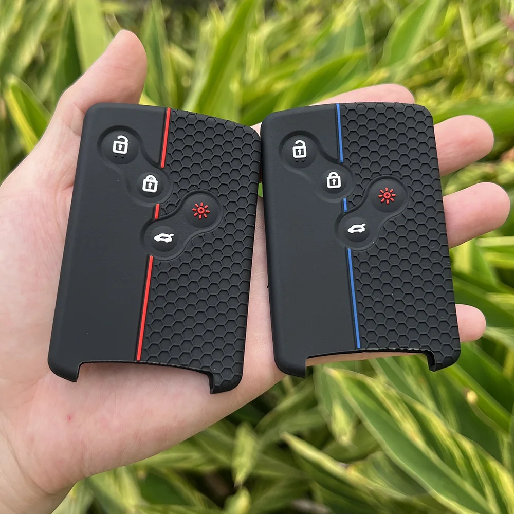 OTMIK Silicone Pour Clé Clé De Voiture étui Pour Renault Clio Logan Megane 2 3 Scenic Koleos 2 Region Remote Shell Holder (Noir