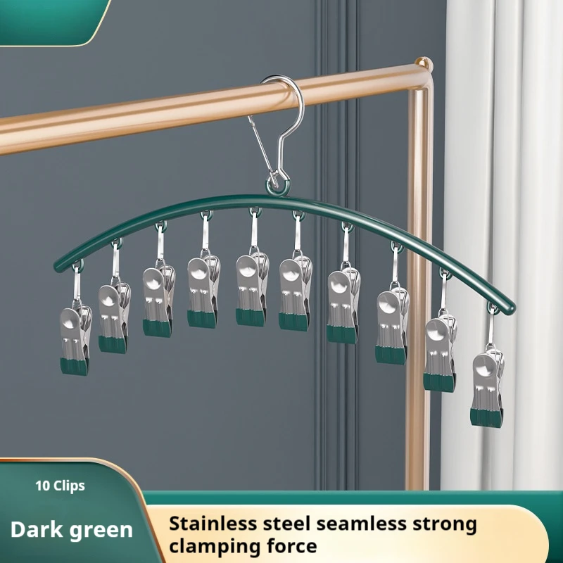 Stainless Steel Clothes Drying Hanger Windproof Clothing Rack 10 Clips Sock Laundry Airer Hanger Underwear Socks Holder Hangers 4