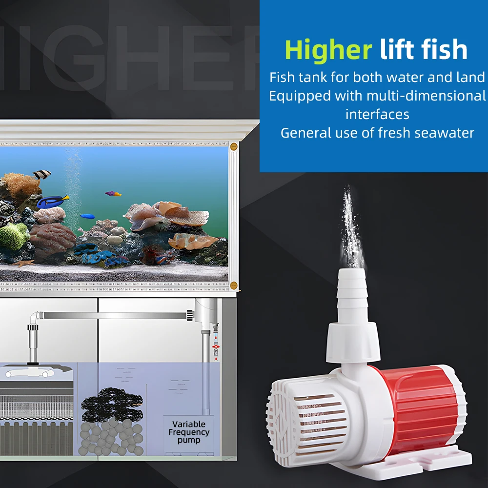 DC Aquarium Pump 20W 1000-1200L/H High Flow DC 12V Submersible Pump Ultra-Quiet 16.4ft Max Lift Booster Brushless Pump