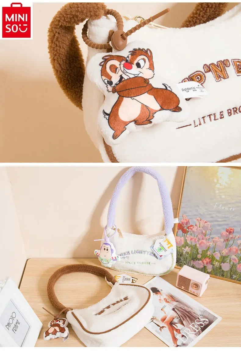 MINISO Disney Comic Stitch Bath Lightyear Fashion Shoulder Bag Student Sweet Versatile Portable Underarm Bag