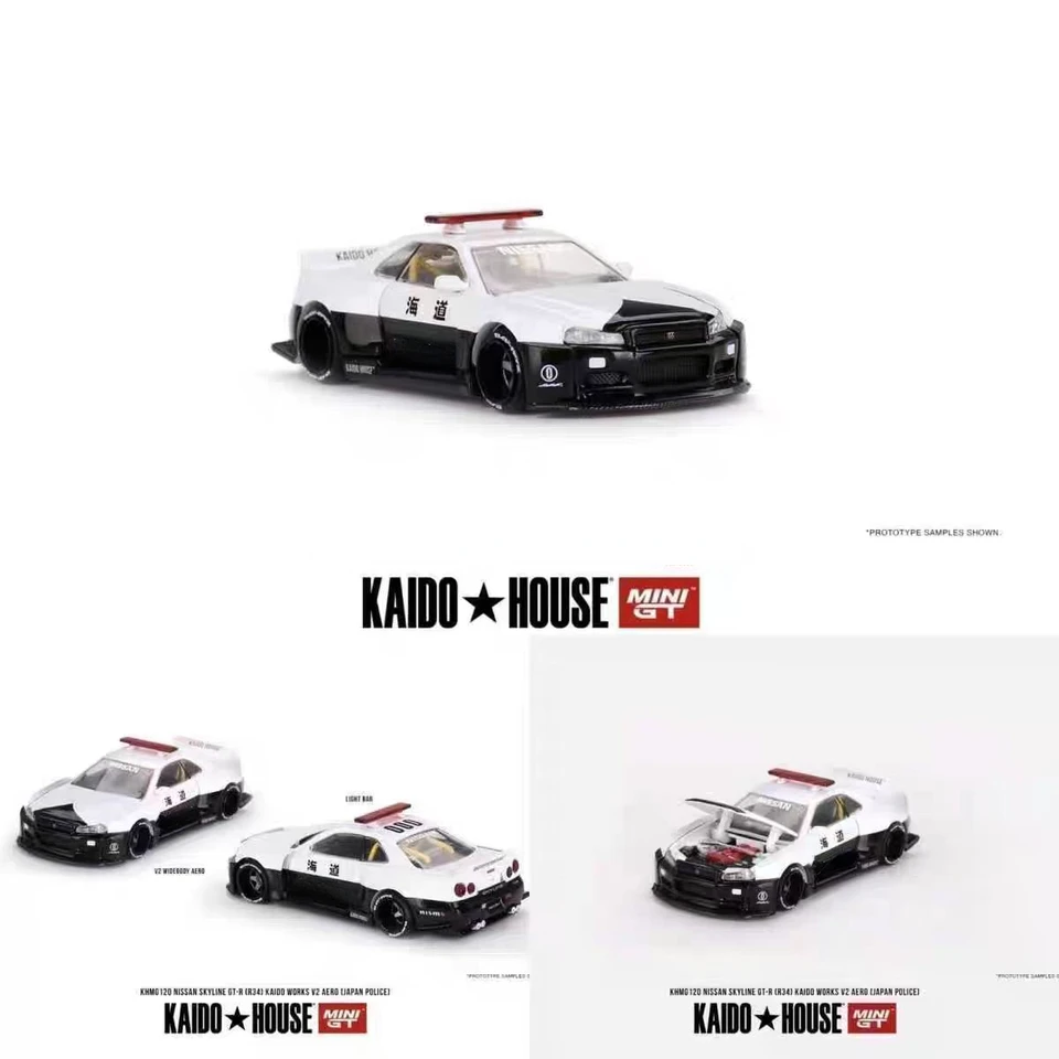 Kaido House+MINIGT 1:64 R34 Police Car Alloy car model