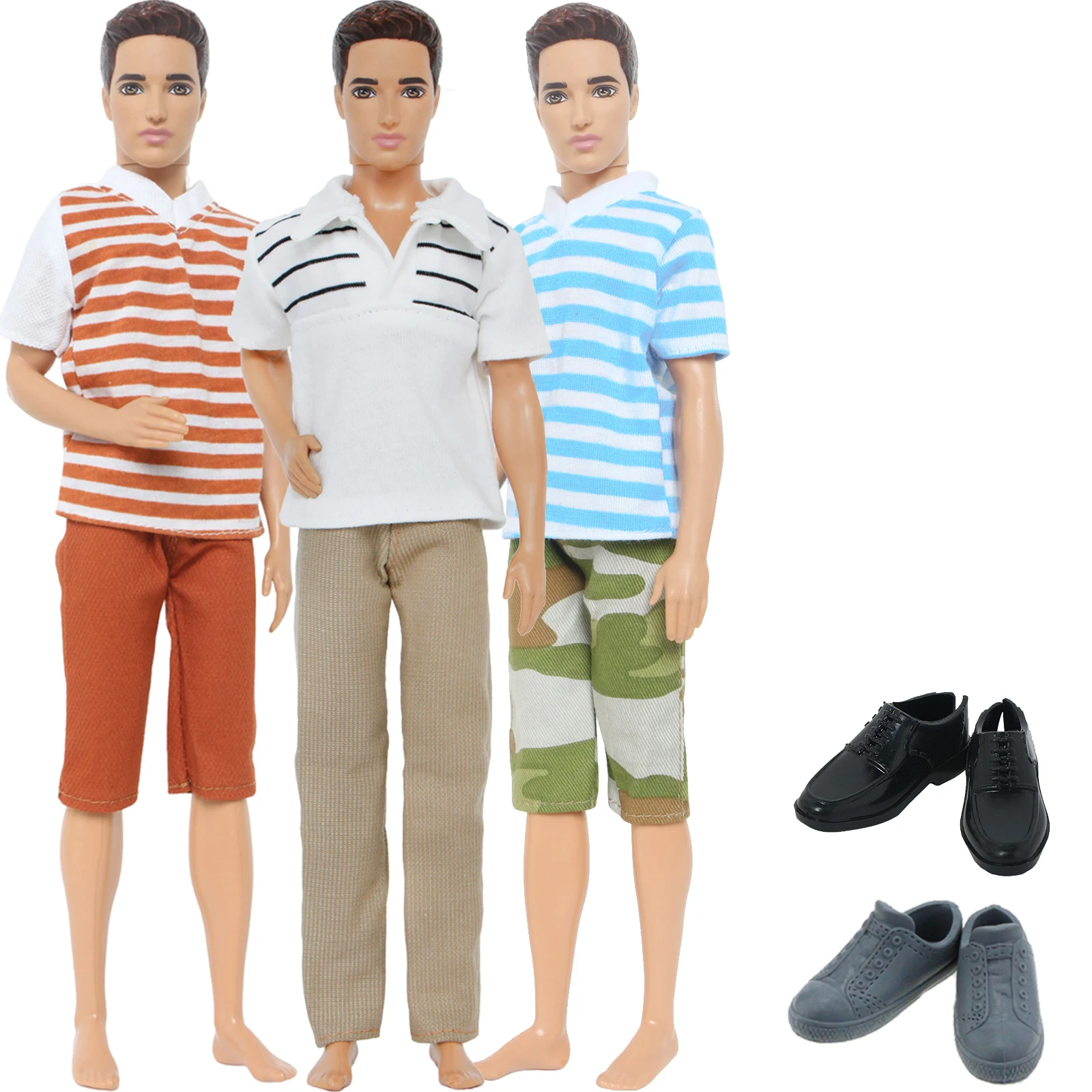 Doll Clothes 5 Set Men's Doll Outfit Pants T-shirt 2 Shoes Slippers for Ken Doll Accessories Toys
