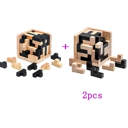 Creative 3D Wooden Cube Puzzle - Educational Brain Teaser Toy (NB215C6 - 1Set)