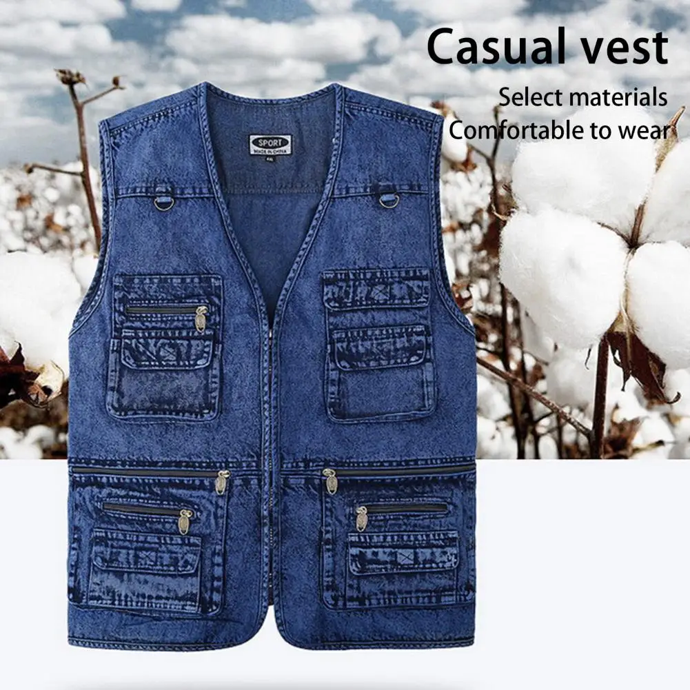 

Stylish Spring Autumn Multiple Pockets Plus Size Loose Zippers Vest Outerwear Sleeveless Coat Vest Outerwear Dressing