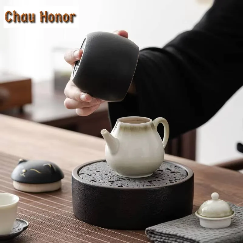 Cute Kitten Tea Canister Coarse Ceramic Moisture Proof Sealed Storage Can Ceramic Creative Personality Tea Warehouse Accessories