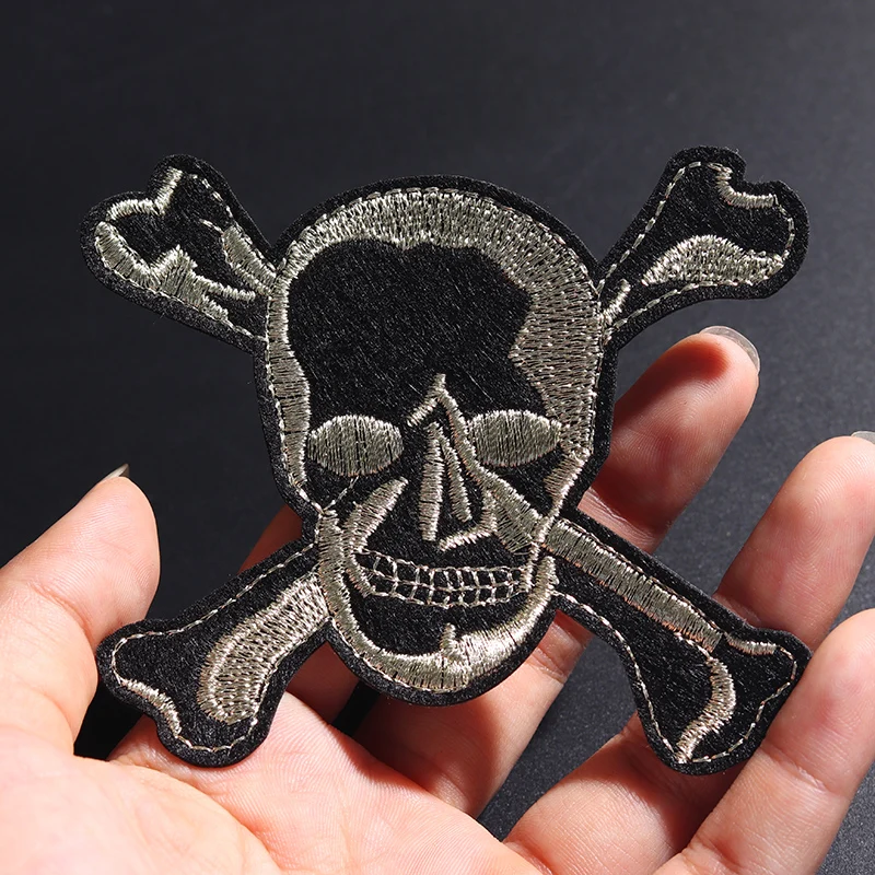 

Skull Size8.9x8cm DIY Patch Embroidered Cute Badges Hippie Iron On Kids Cartoon For Clothes Stickers