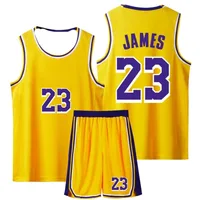 NEW 24/25 Children's Clothing Suit Boy Girl Fans Basketball Jerseys JAMESES Game Team Uniform Training  Vest and Shorts 1