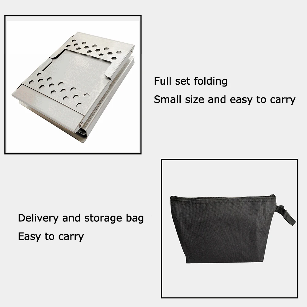 Stainless Steel Camping Wood Stove Portable Folding Barbecue Firewood Stove Ultralight for Fishing Hiking for Backpacking Picnic