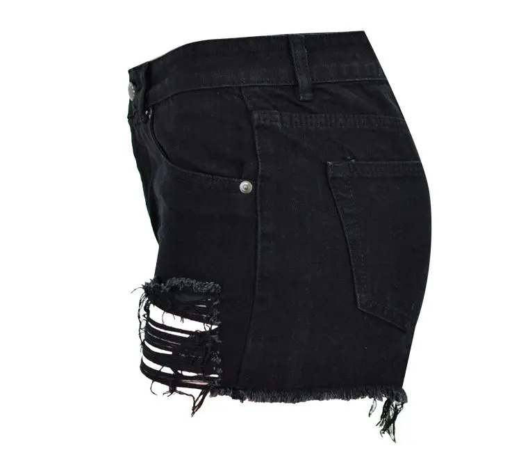 High Waist Black Denim Shorts Women Irregular Tassel Ripped Jeans Short Women Punk Style Streetwear Summer Sexy Short Jeans cargo pants for women