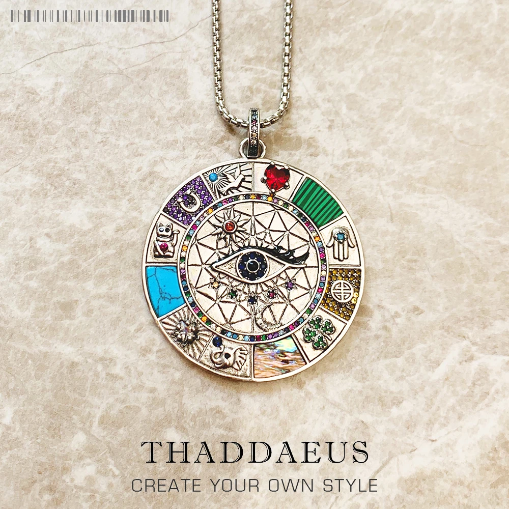 Collar de amuleto con símbolos de la suerte, joyería regalo turquesa de Plata Ley de Europa para mujer|Collares de cadena| - AliExpress