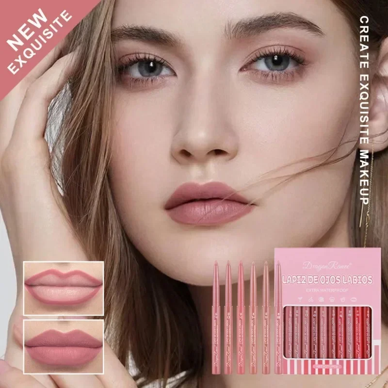 Lip Liner Waterproof Matte Lipliner Pencil Sexy Red Contour Lip Tint Lip Stick Lasting Moisturising Non-stick Cup Lips Makeup 12Colors