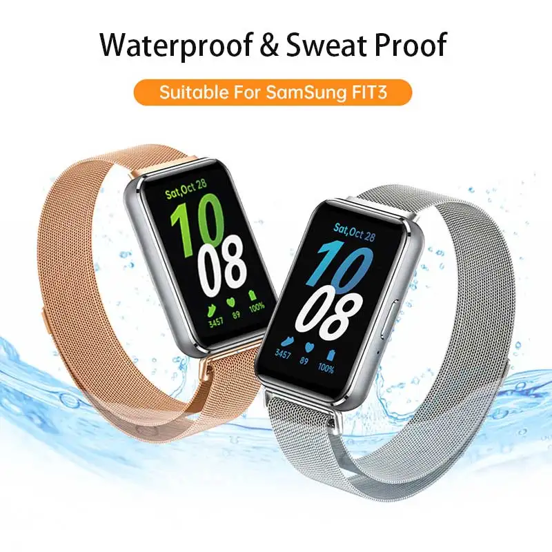 Metal Strap For Samsung Galaxy Fit Band With TPU Case Screen
