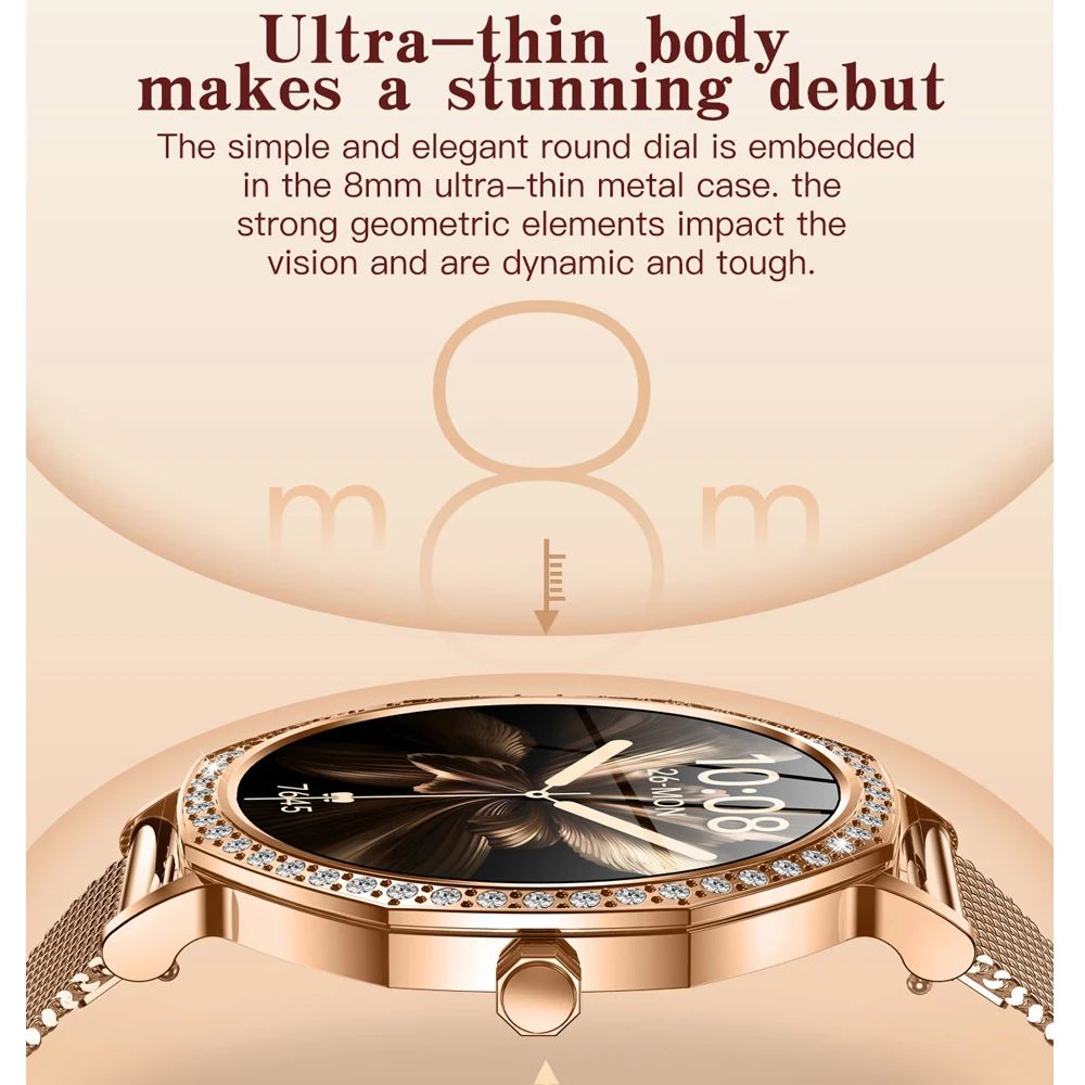 2025New 1.32" Ultra-thin AMOLED Screen Smart Watch Women Bluetooth Call Clock Health Monitor IP68 Waterproof Luxury Smartwatch