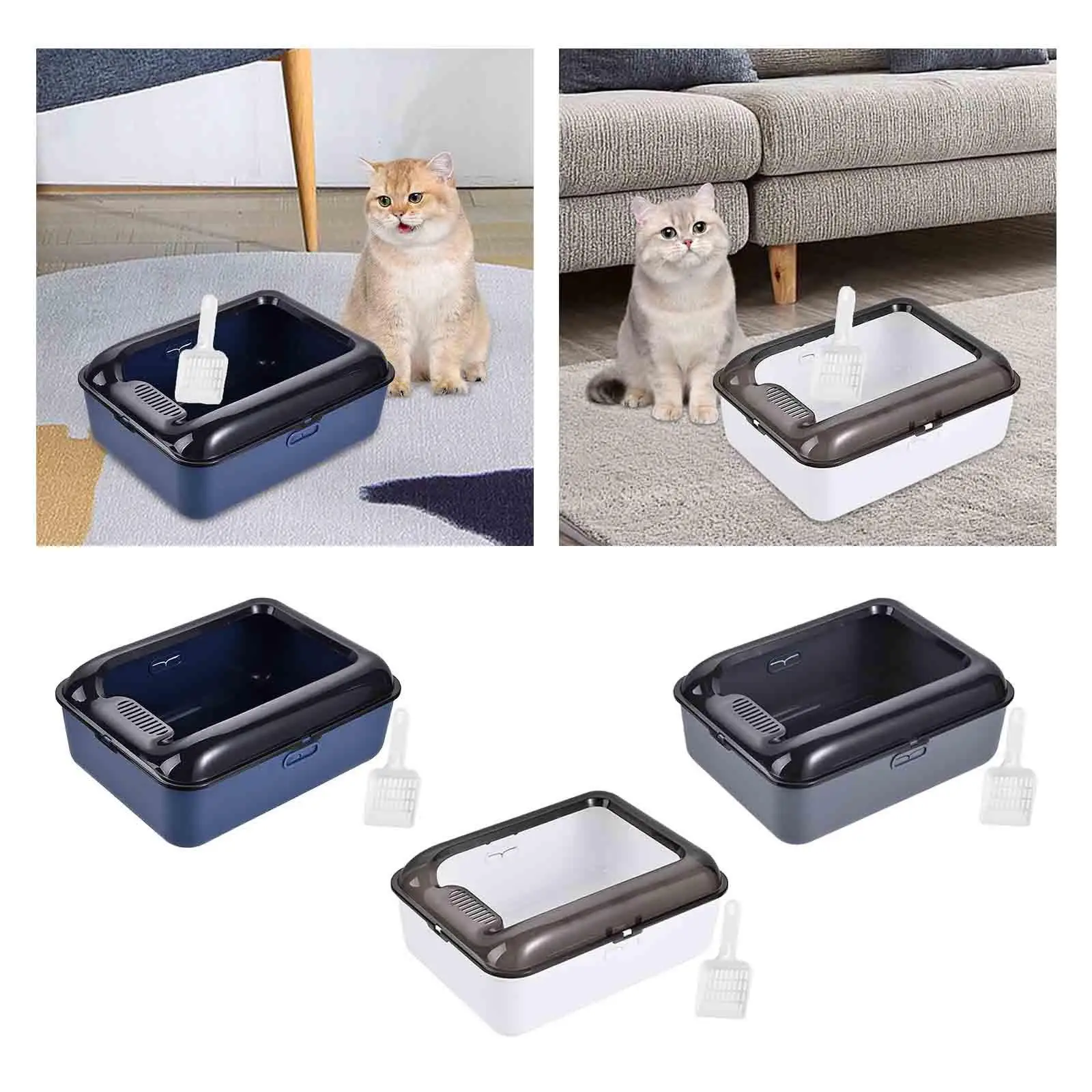 Open Top Pet Litter Tray Cat Litter Container Easy to Clean and Assemble Cat Litter Basin Cat Litter Box with Scoop Removable Open Top Pet Litter Tray Cat Litter Container Easy to Clean and Assemble Cat Litter Basin Cat Litter Box with Scoop Removable