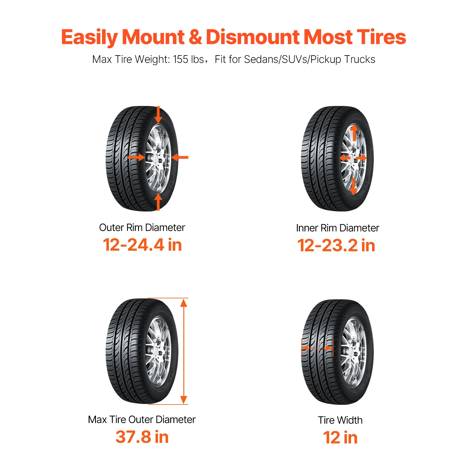 SucceBuy Electric Tire Changer, Tire Changer Tire Balancer with 1.5HP Motor and Auto Calibration Mode, Fit for Sedans/SUV/Pickup