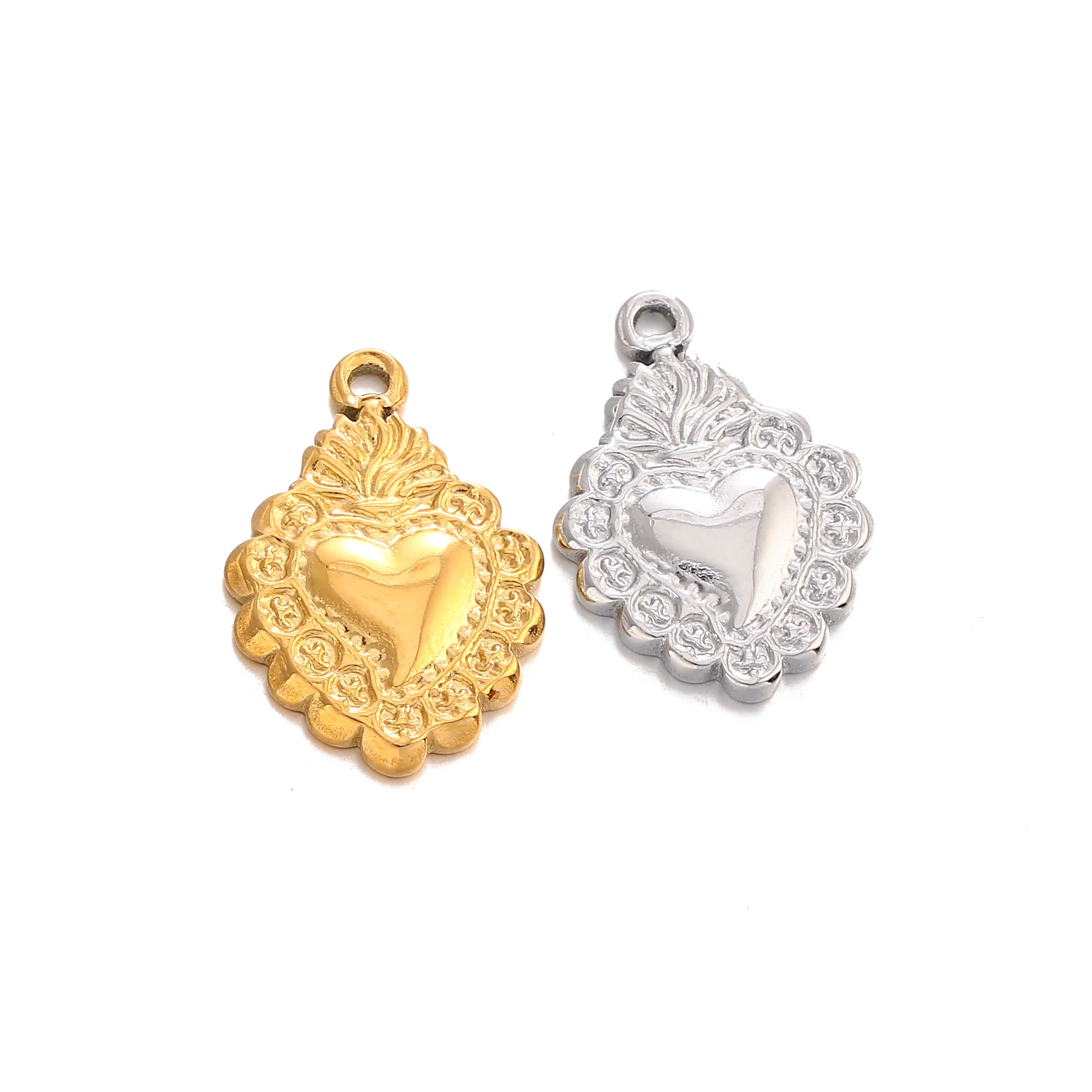 3pcs 18k plattiert heiliges Herz Charms Edelstahl Amulett Herz Anhänger für Muttertag DIY Halskette Armband Schmuck herstellung – Detail 7