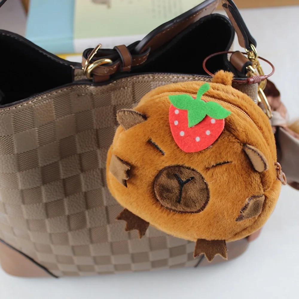Cartoon Capybara Plush Coin Purse Animal Plush Capybara Wallet Earphone Organizer Pouch Keychain Change Pouch Boy