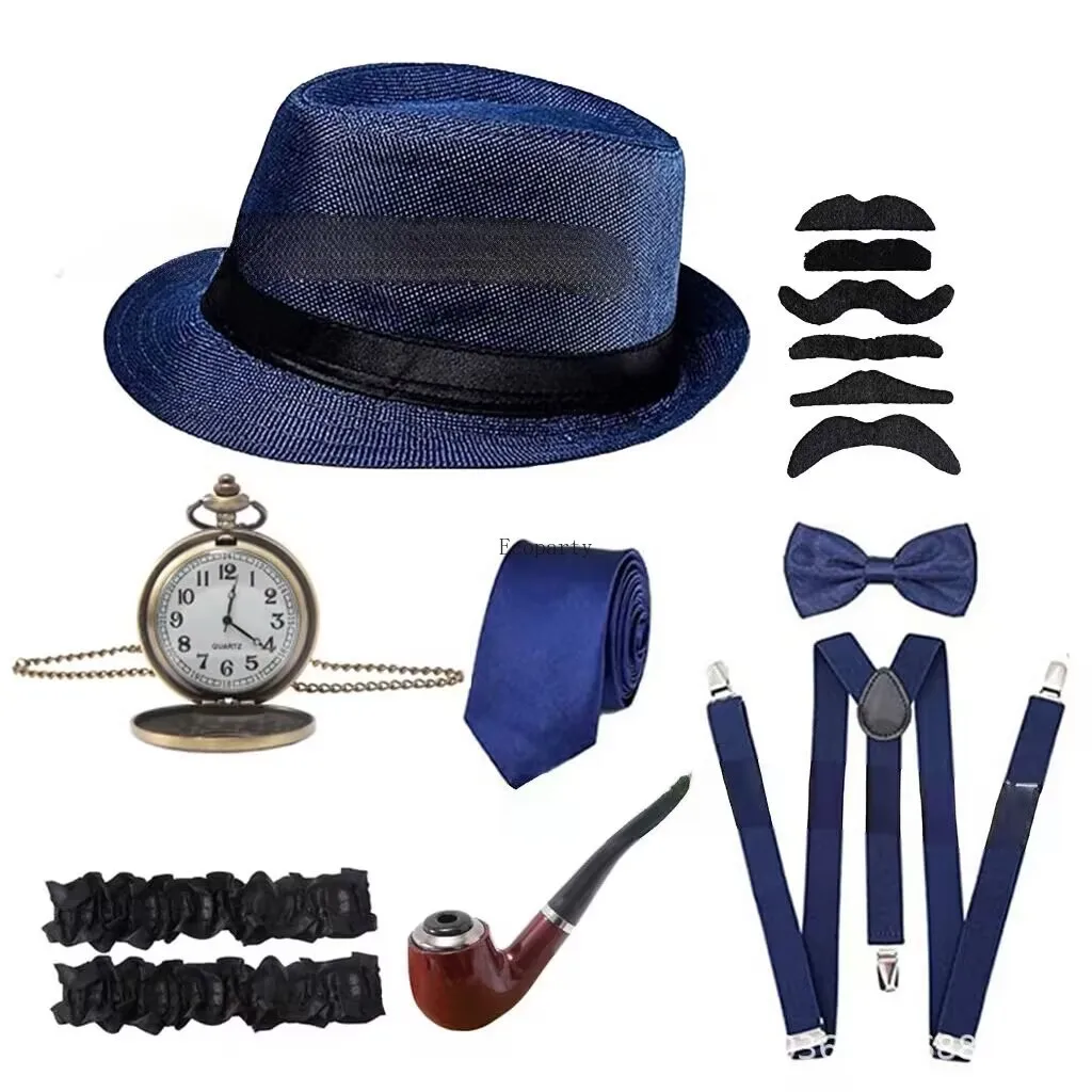 1920s Mens Gatsby Gangster Costume Accessories Set 1 Set Cowboy Caps Hat 1920s gangster accessories
