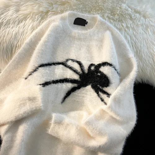 Spider Sweater for Women Pull Femme Vintage Thicked Fashion Jumper Ropa  Mujer Korean Knitting Casual Oversized Y2k Pullovers - AliExpress