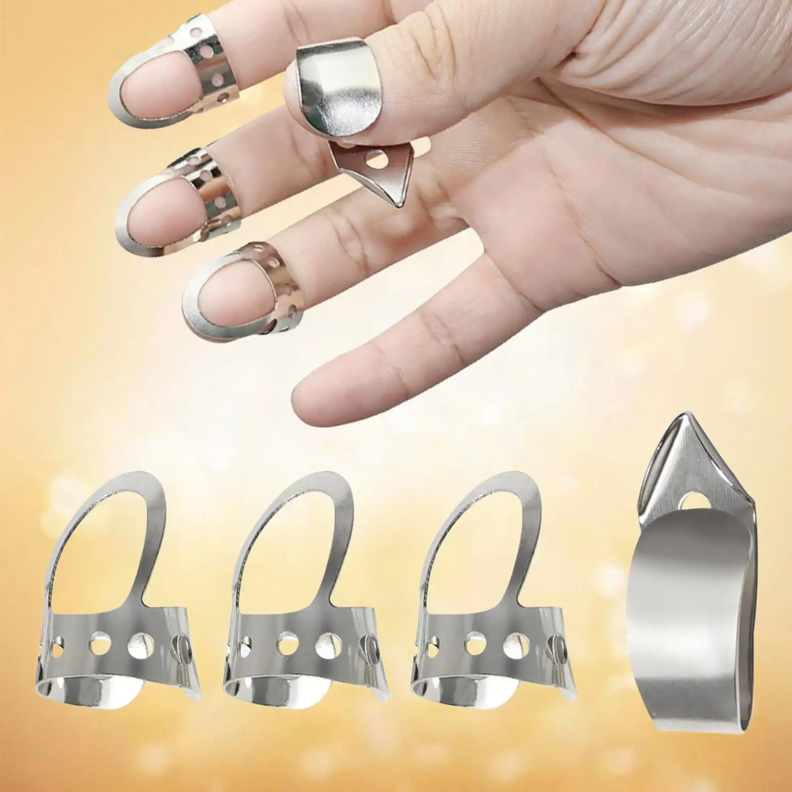 4 pcs/set 1 Thumb + 3 Finger Guitar Picks Celluloid Fingerpicks Guitar Plectrum