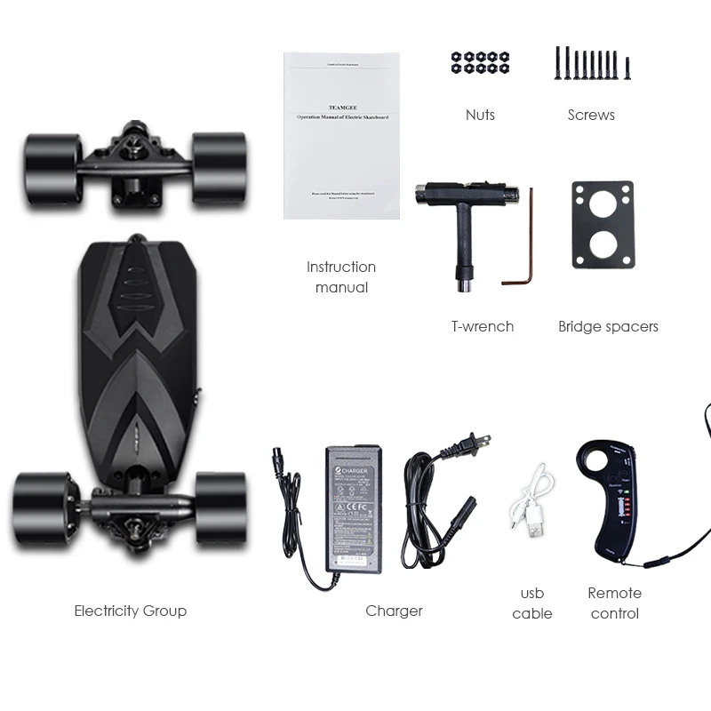 

DIY Four-wheel Electric Skateboard Kit For TeamGee H3 25KM/H 480W Motor E-Skateboard Longboard Parts Full Set Of Accessories